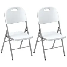 Outsunny Set of Two Foldable Outdoor Chairs - White - 1