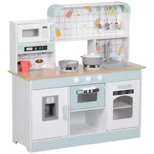 AIYAPLAY Toy Kitchen, Pretend Role Play Kitchen with Hob, Sound, Light, Coffee Machine, Ice Maker, Microwave - 1