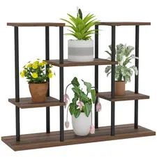 Outsunny Four-Tier Wooden Shelf Plant Stand - 1