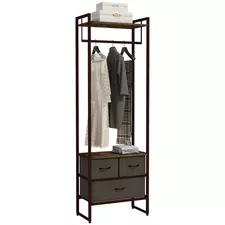 HOMCOM Compact Clothes Rail, with Drawers and Shelf - 1