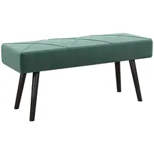 HOMCOM End of Bed Bench with X-Shape Design and Steel Legs, Upholstered Hallway Bench for Bedroom, Green - 1