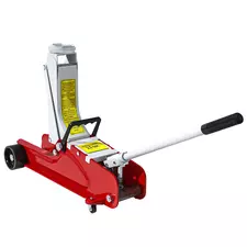 HOMCOM Low Profile Jack, Hydraulic Racing Floor Jack, 8-38cm Lifting Range, 2.5 Ton Capacity, Red - 1