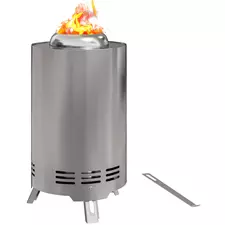 Outsunny Smokeless Fire Pit, 16 x 16 cm Stainless Steel Portable Wood Burning Firepit with Poker, Wood or Pellet Fuelled Tabletop Fire Pit for Garden Camping Bonfire Party, Silver Tone - 1