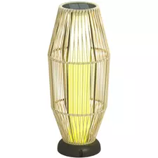 Outsunny Garden Rattan Lamp, 72 cm Tall Solar Rattan Floor Lamp, Solar Garden Light with Auto On/Off LED, IP44 for Outdoor, Porch, Pathway, Terrace, Grey - 1