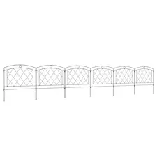 Outsunny Metal Decorative Outdoor Picket Fence Panels Set of 6, Black - 1