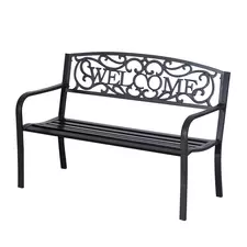 Outsunny 126Lx60Wx85H cm Steel Bench-Black - 1