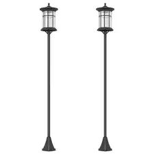 Outsunny Set of Two 1.8m Traditional Style Solar Lamp Posts - Black - 1