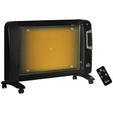 HOMCOM Mica Electric Space Heater, Portable Heater for Home with 2 Heat Settings, Living Room, Study, Garage, Adjustable Temperature 18-30°C, 1000W/2000W, Black - 1