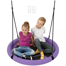 AIYAPLAY 100cm Diameter Nest Seat for Kids with Height Adjustable Hanging Ropes for Outdoor, Playground, Garden, Purple - 1