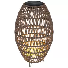 Outsunny Rattan Solar Lamp, Garden Solar Lantern with Auto On/Off Light, IP44 Waterproof, Decorative Outdoor Rattan Lamp for Porch, Pathway, Dark Brown - 1