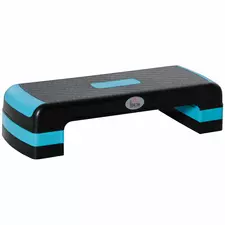 HOMCOM Aerobic Step with 3-Level Adjustable Heights for Home, Office Exercise, Black and Blue - 1