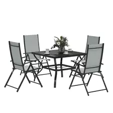Outsunny Five-Piece Steel Frame Patio Set - Grey/Black - 1