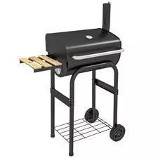 Outsunny Charcoal BBQ, with Thermometer, Shelves and Wheels - 1