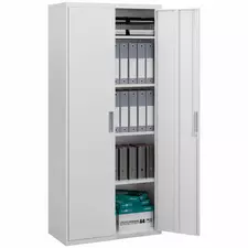 HOMCOM Five Shelf Lockable Steel Office Cabinet - White - 1
