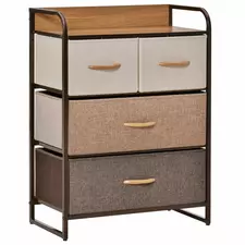 HOMCOM 4-Drawer Dresser, 3-Tier Storage Organizer, Tower Unit for Bedroom Hallway Closets with Steel Frame Wooden Top - 1