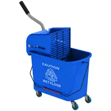 HOMCOM 20L Compact Mop Bucket on Wheels, with Water Separation Panel - Blue - 1