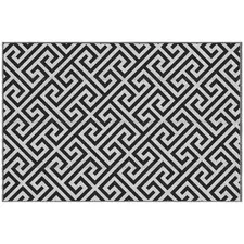 Outsunny 152 x 243 cm(5x 8ft) Outdoor Rug Reversible Mat Plastic Straw Rug Portable RV Camping Mat for Garden Deck Picnic Indoor, Black & White - 1