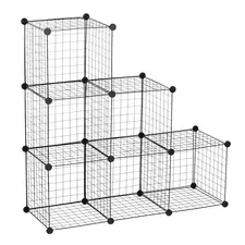 HOMCOM DIY 6 Cube Metal Wire Rack Interlocking Storage Cabinet Living Room Organiser Display Shelves Black - 1