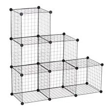 HOMCOM DIY 6 Cube Metal Wire Rack Interlocking Storage Cabinet Living Room Organiser Display Shelves Black - 1