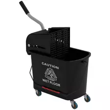 HOMCOM 20L Compact Mop Bucket on Wheels, with Water Separation Panel - Black - 1