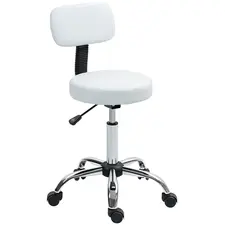 HOMCOM 360° Swivel Seat Salon Stool - White - 1