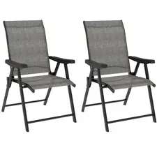 Outsunny Set of Two Folding Outdoor Chairs - Black/Grey - 1
