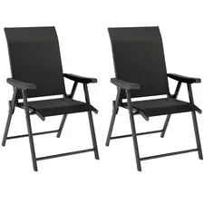 Outsunny Set of Two Folding Outdoor Chairs - Black - 1