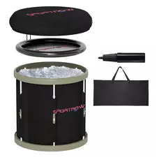 SPORTNOW 210L Outdoor Ice Bath Tub, with Lid, Cover, Carry Bag, Black - 1