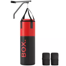 SPORTNOW Unfilled Punching Bag Set with Boxing Bag Bracket, Boxing Gloves, Hand Wraps and 360° Swivel Hook - 1