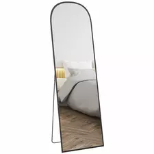 HOMCOM 162cm Aluminium Frame Standing Mirror - Black - 1