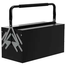 DURHAND 3 Tier Metal Toolbox, 5 Tray Professional Portable Tool Box with Carry Handle for Workshop, 45cmx20cmx34.5cm, Black - 1
