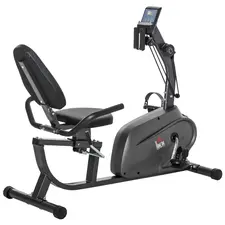 HOMCOM Recumbent Exercise Bike Recovery Exerciser, 8-Level Magnetic Resistance Stationary Bike with Pad Holder, LCD Monitor, for Indoor Cardio Workout, Black - 1