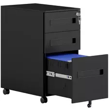 Vinsetto Three-Drawer Steel Filing Cabinet - Black - 1