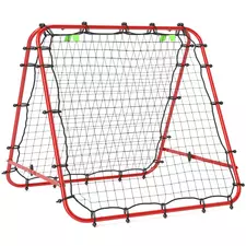 HOMCOM Double Sided Football Rebounder Net, Football Rebound Goal with Five Adjustable Angles, Red - 1