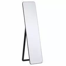 HOMCOM Full Length Mirror, 156 x 37 cm Rectangular Full Body Mirror with Stand, Floor Standing, Hanging or Leaning Against Wall for Bedroom Cloakroom, Black - 1