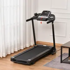 HOMCOM Folding Treadmill, 2.0HP Incline Treadmill Running Machine, 12.8 km/h, with LED Display, Manual Incline, 12 Preset Programs, Drink & Phone Holder for Home Gym Fitness - 1
