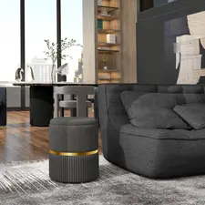 HOMCOM Velvet-Feel Storage Ottoman - Grey - 1