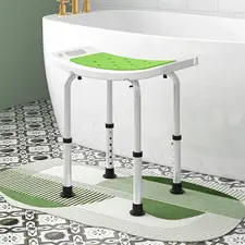 HOMCOM Shower Chair, Adjustable Height Shower Stool with Aluminium Frame and Non-Slip Feet, Bathtub Stool Seat for Elderly Disabled Handicap, Green - 1