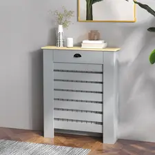 HOMCOM 95.5H x 78Wcm Radiator Cover, with Drawer - Grey - 1