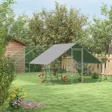 PawHut Walk In Chicken Run with Chicken Activity Shelf and Cover, 3 x 6 x 2m - 1