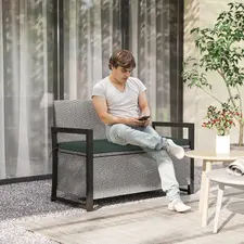 Outsunny 151.5L Storage Garden Bench, with Cushion - Grey - 1