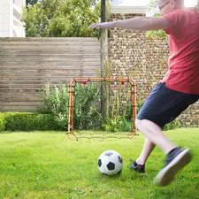 HOMCOM Double Sided Football Rebounder Net, Football Rebound Goal with Five Adjustable Angles, Orange - 1