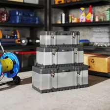 HOMCOM 3 Pieces Stainless Steel Toolbox Set, 23"/ 19"/ 16" - 1