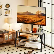 HOMCOM Industrial-Style TV Stand, with 35° Swivel Bracket - Dark Brown - 1