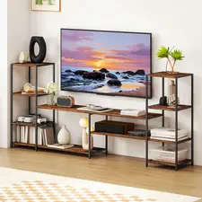 HOMCOM TV Unit for TVs up to 60 Inches, Industrial TV Stand with Storage Shelves, Entertainment Centre for Living Room, Bedroom - 1