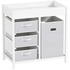 AIYAPLAY Baby Changing Unit with 4 Storage Drawers, Mat for Bedroom Nursery, 84 x 84.5 cm, White - 1