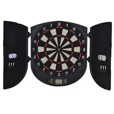 HOMCOM  Electronic Dartboard Set 26 Games and 185 Variations with 6 Darts and Cabinet to Stroage Multi-Game Option Ready-to-Play - 1