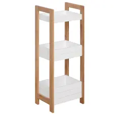 HOMCOM 3-Tier Bathroom Rack Storage Shelf Bamboo Organiser Shower Tower for Narrow Place - 1