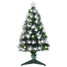 HOMCOM 3ft White Light Artificial Christmas Tree w/ 90 LEDs Star Topper Tri-Base Full Bodied Seasonal Decoration Pre-Lit Home - 1