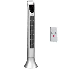 HOMCOM 36'' Freestanding Tower Fan, 3 Speed 3 Mode, 7.5h Timer, 70 Degree Oscillation, LED Panel, 5M Remote Controller, Silver - 1